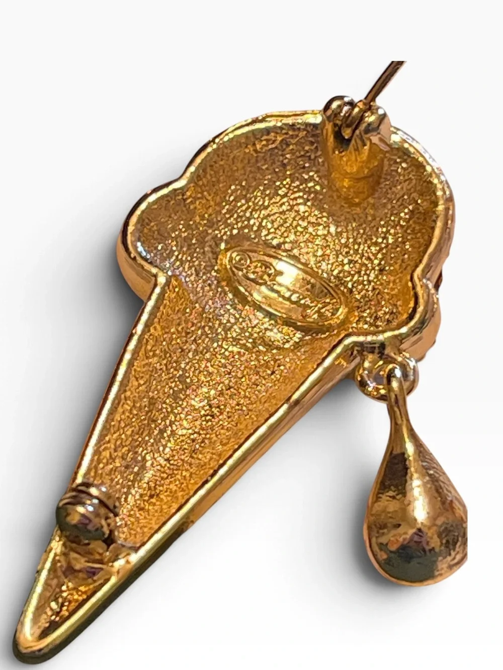 1980’s Danecraft “Small Indulgences” 24K Gold Plated Ice Cream Cone Brooch NWT